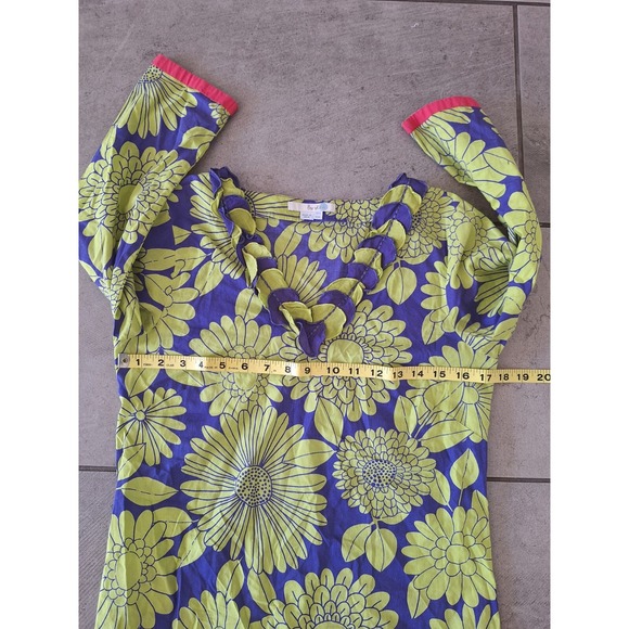 Boden Floral Tunic Midi Dress 3/4‎ Sleeve Size 6  Lime Green - Picture 7 of 7